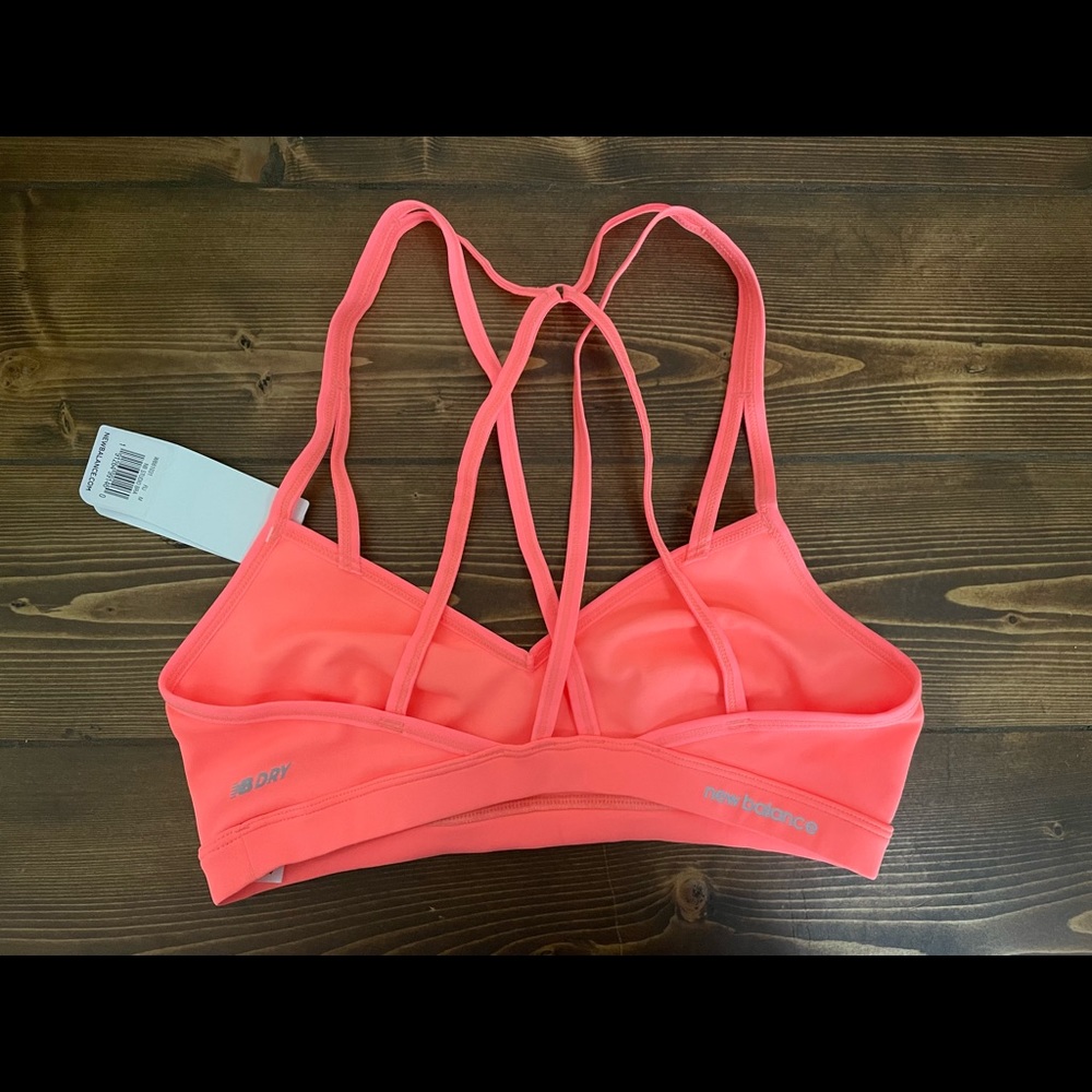 NWT medium New balance coral sports bra cross back